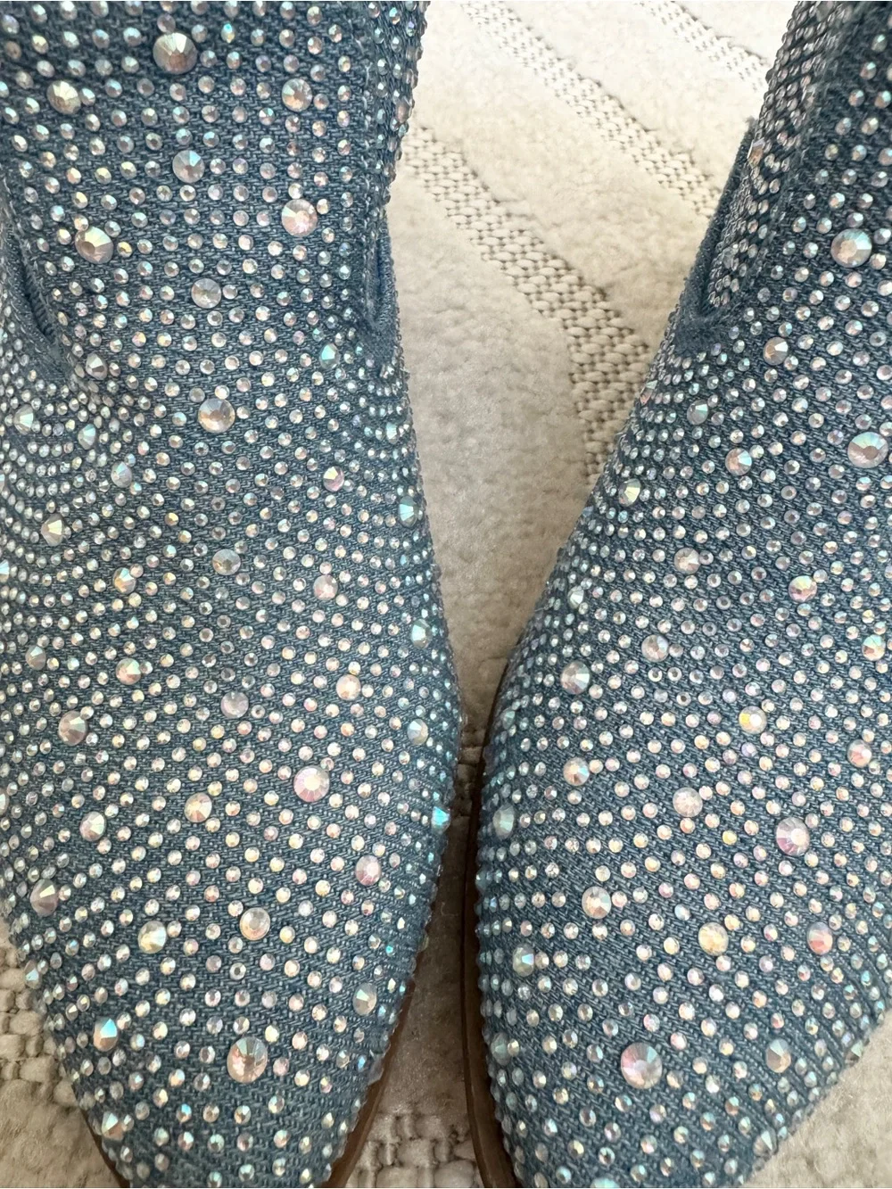 Link Kids Denim-Blue Rhinestone Cowboy Ankle Boots